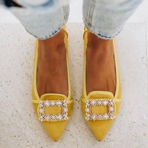 Vici -VANDERPUMP EMBELLISHED FAUX SUEDE FLATS NWT